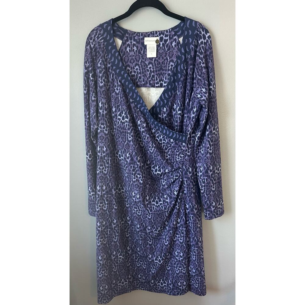 Soft Surroundings Faux Purple Animal Print Wrap Midi Dress - Picture 3 of 7